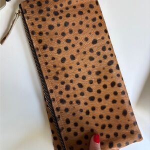 Leopard Calf Hair Print Clutch